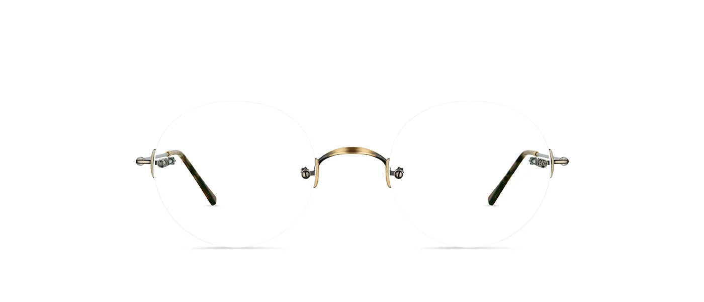CLASSIC MODERN PANTO AG antique gold - front view | Lunor eyewear at Last Optical