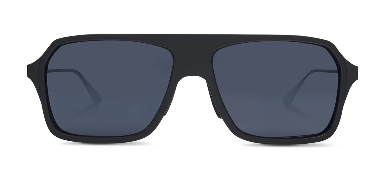 1898 - Matte Black | Polarized Glass Natural Grey 10% Silver Flash Lens