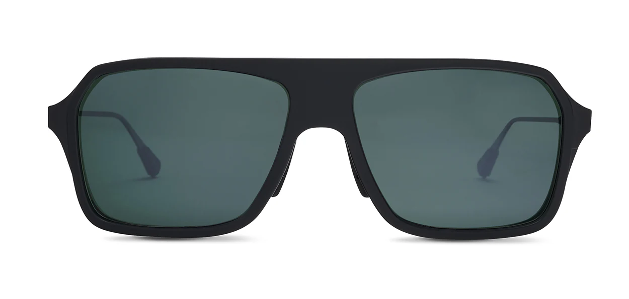 Matte Black | Polarized Glass Natural Green 10% Silver Flash Lens